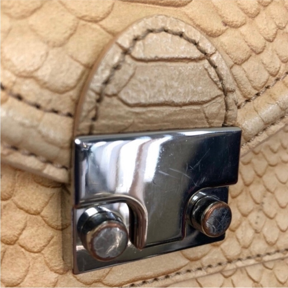 Loeffler Randall Nude Beige Python Embossed Satch… - image 8